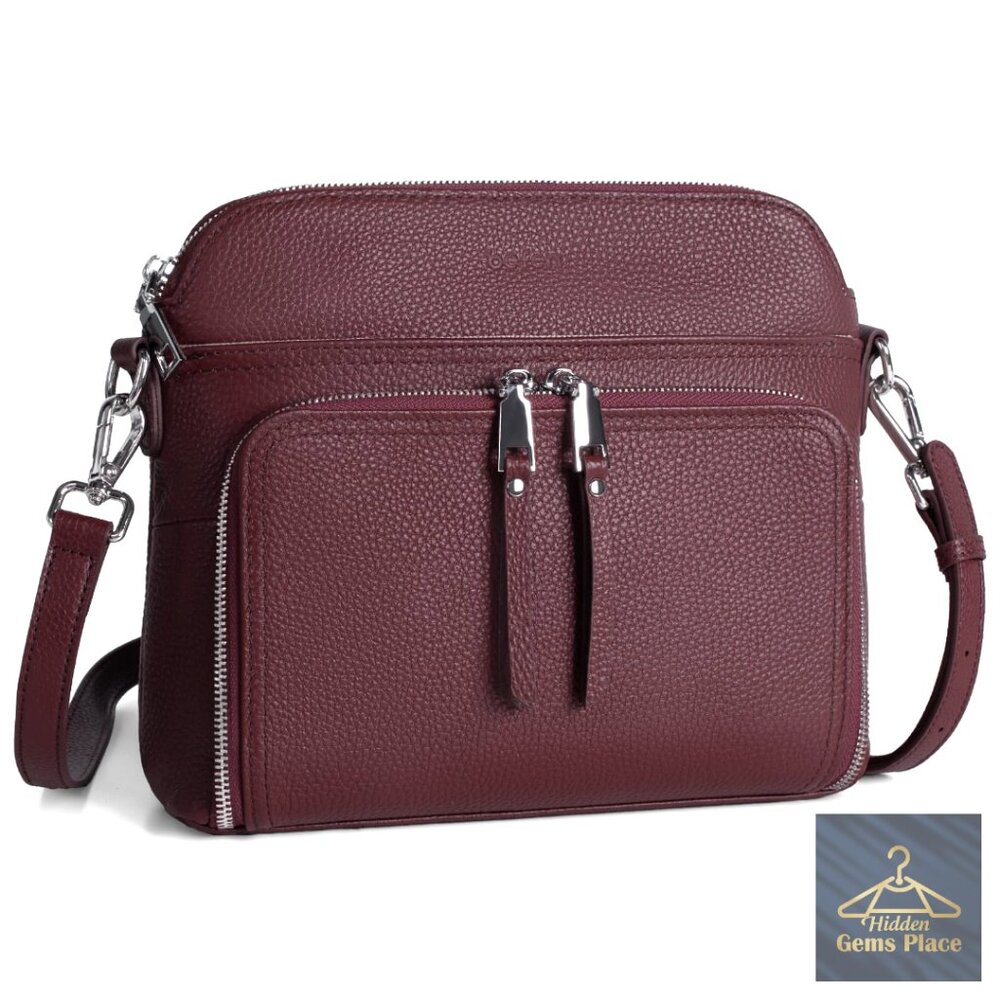 Genuine Leather Crossbody Bag With Rfid Wallet, Small Satchel Purse